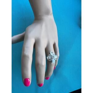 Sterling Silver Avon CZ Flower Sparkly Ring Size 7.25